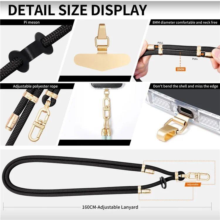 CELL LANYARDS 160CM BK+GLD