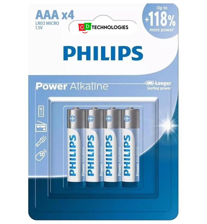 PHILIPS POWER ALKALINE BATTERY AAA 4 PACK