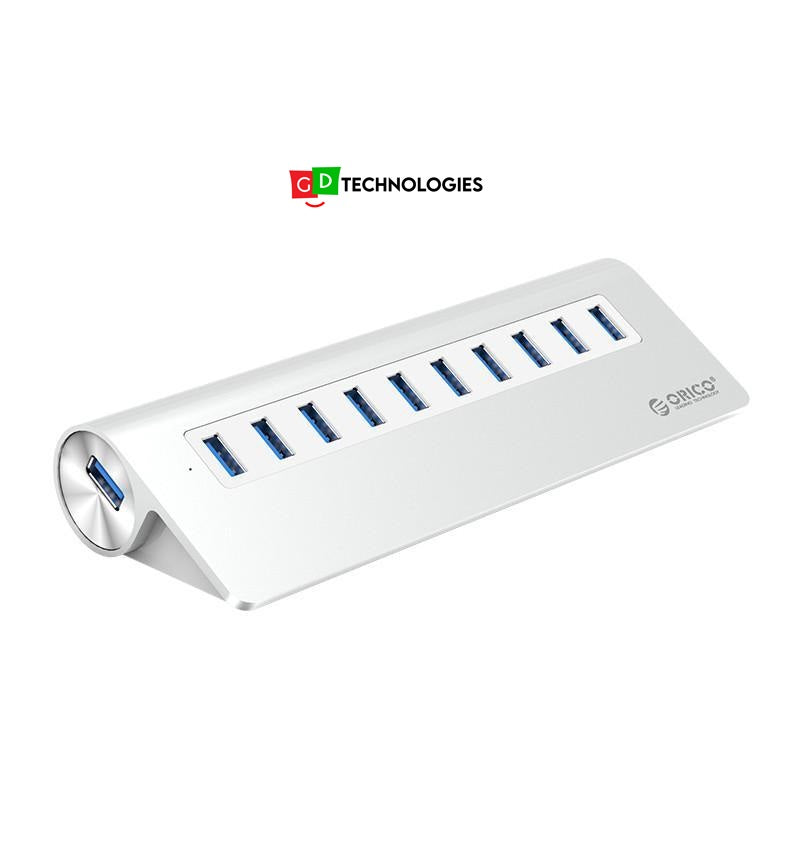 ORICO 10 PORT USB3.0 HUB - ALUMINIUM SILVER