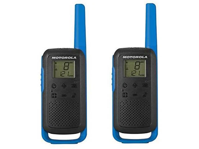 Motorola Licence Free 2 Way Radio (8km Line of Sight) 500mW, 2.5Khz, 16CH+121 Privacy Codes, 161g, 2xNI-MH 3.6V 800mAH Batteries, 1x Dual USB Charger, 20 Call Tones, 2x Belt Clips, Blister Pack 2, Size:5.4x16.5x3.1cm, Keypad Tones