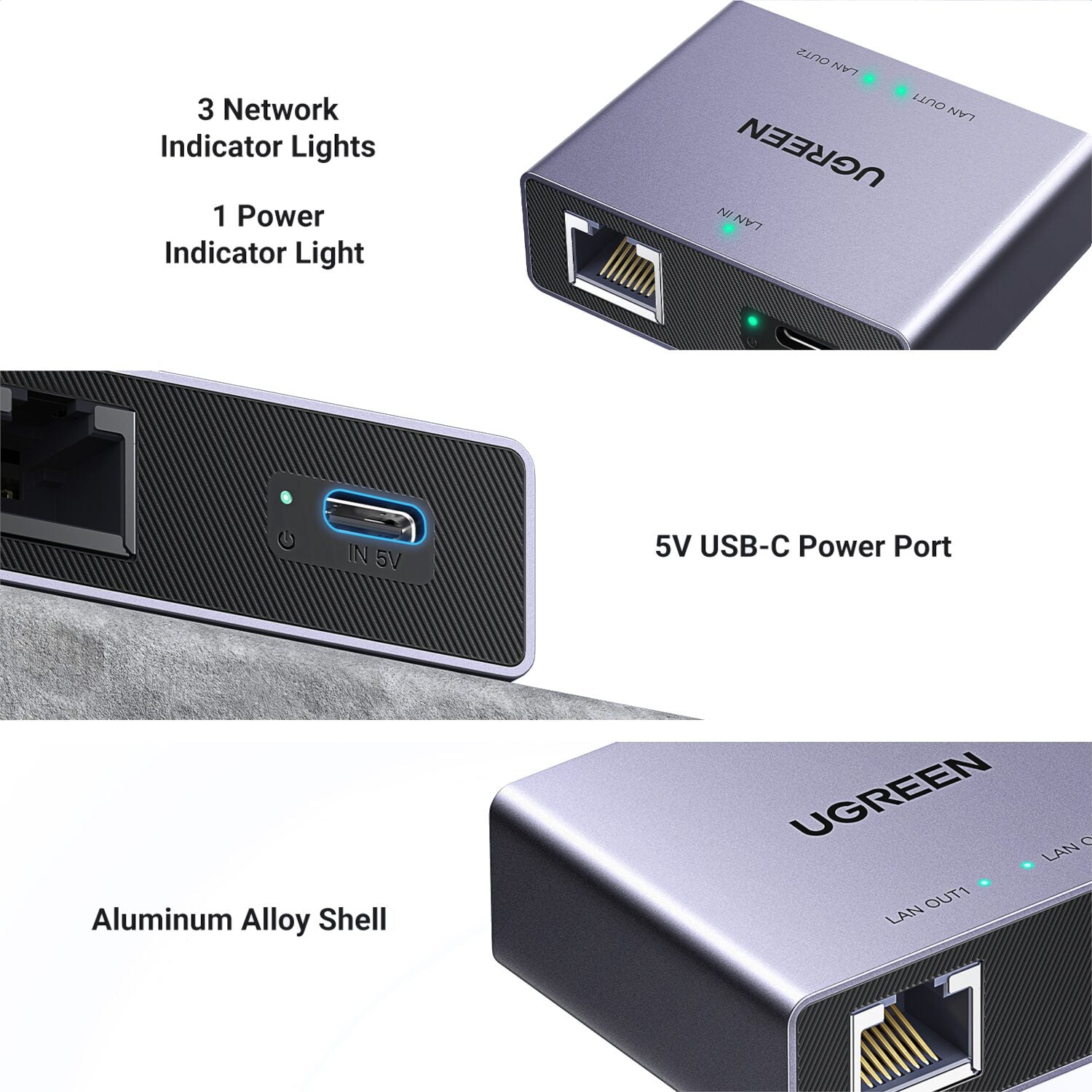 UGREEN 1-to-2 Gigabit Ethernet Splitter, 1000Mbps LAN Network Adapter – image 3