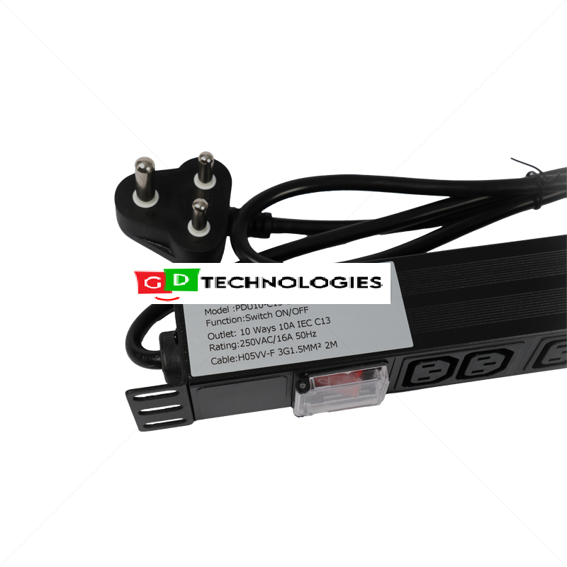 Cabinet 1U PDU 19" 10-Way 10A IEC Outlet