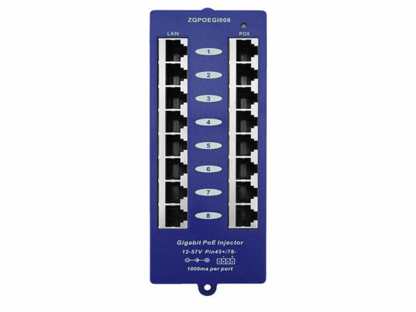 Passive POE Injector Hub, 8 Port, Gigabit 10/100/1000Mbps