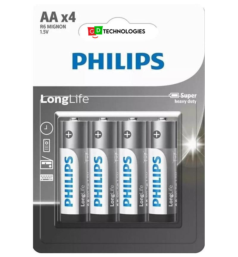 PHILIPS LONGLIFE BATTERY AA 4 PACK