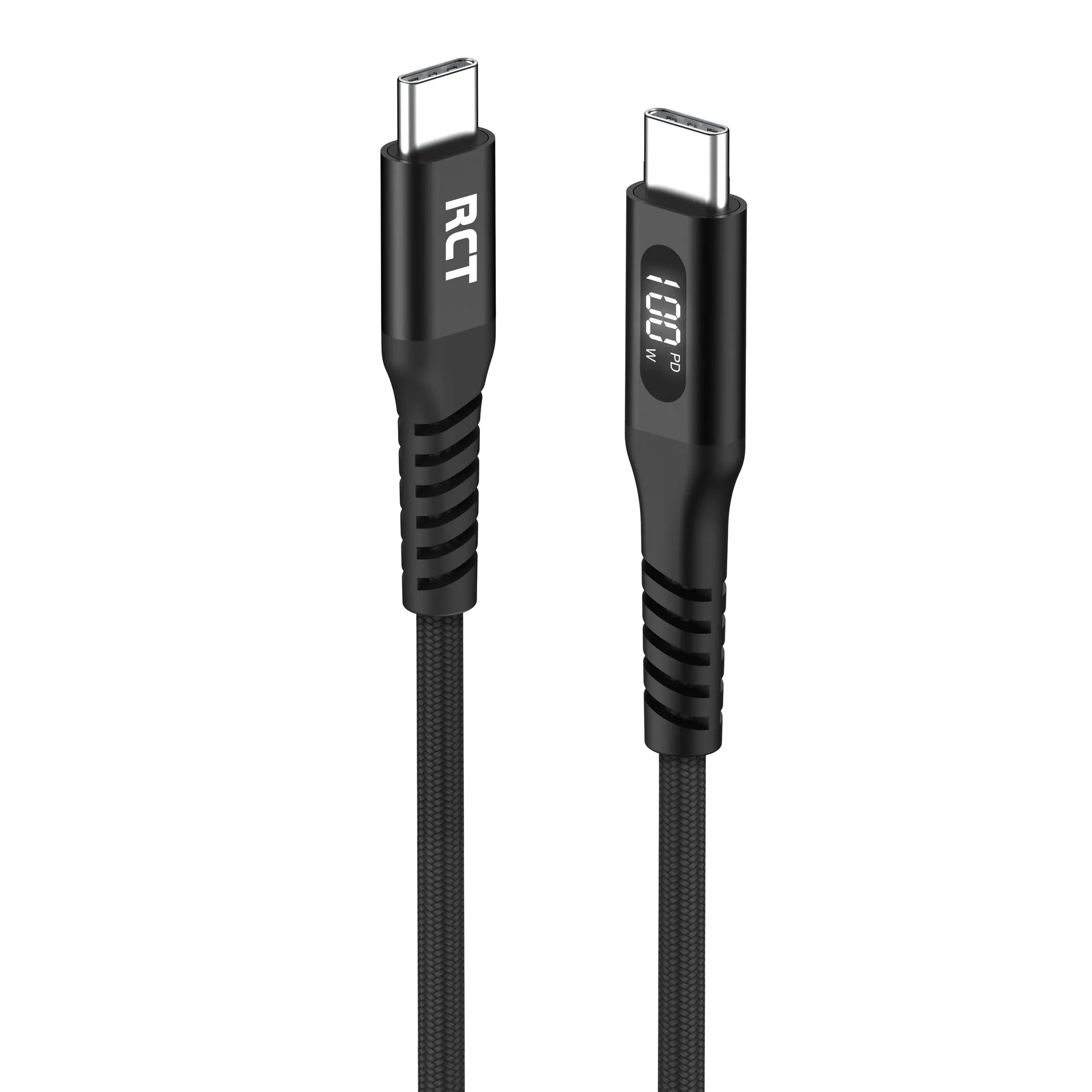 RCT USB-C to USB-C PD 100W (5A) cable; 2m; braided; LED display - image 4