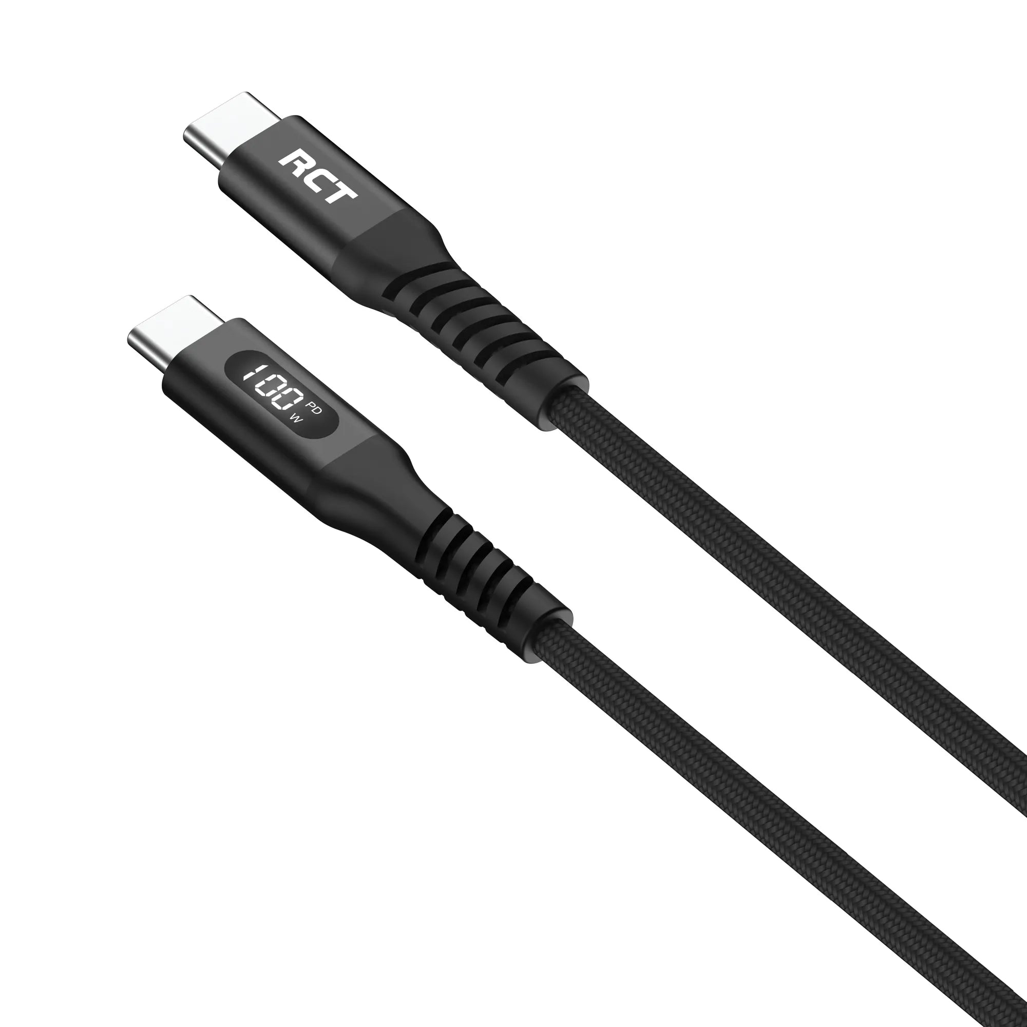 RCT USB-C to USB-C PD 100W (5A) cable; 2m; braided; LED display - image 5