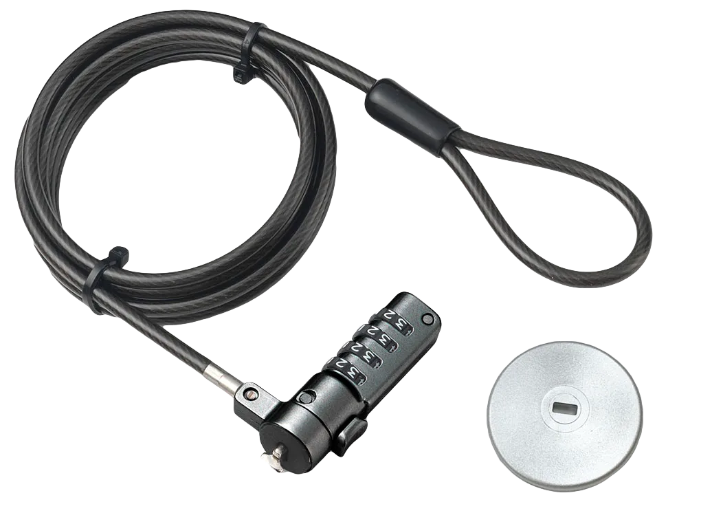 RCT 4 digit security lock; T-Bar | Kensington lock compatible plus adapter kit for devices with no slot; 1.5m - image 2