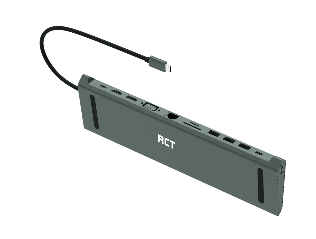RCT 13-in-1 USB type C dock with 1 HDMI | 1 DP | 1 VGA | 3 USB 3.0 | 1 RJ45 | PD |  3.5mm audio & mic and SD/TF3.0 reader - image 2