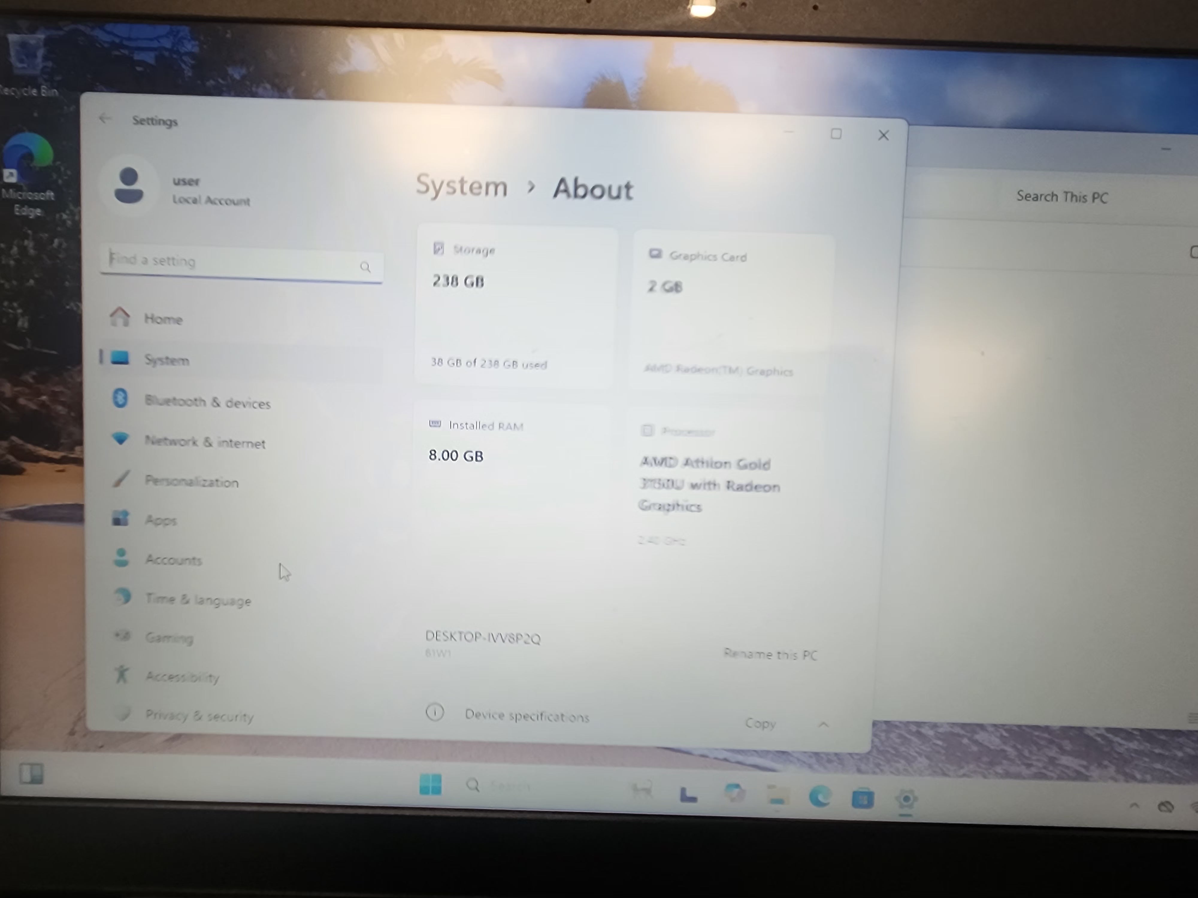 Lenovo Ideapad 3 amd Athlon Gold 256Gb 8Gb ram Refurbished