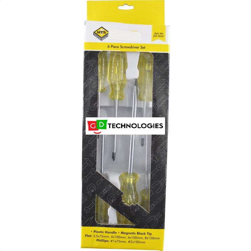 SCREWDRIVER SET - MTS 6 PIECE BLACK TIP