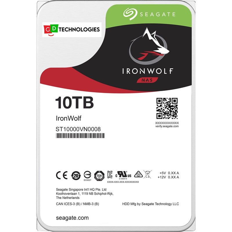SEAGATE IRONWOLF NAS HARD DRIVE 10TB SATA 3.5