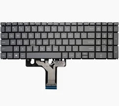 HP 15-FC, 15-FC0000, 15-FCXXXX, 15-FD, 15-FD0001, 15-FDXXXX Laptop Keyboard Grey No Frame