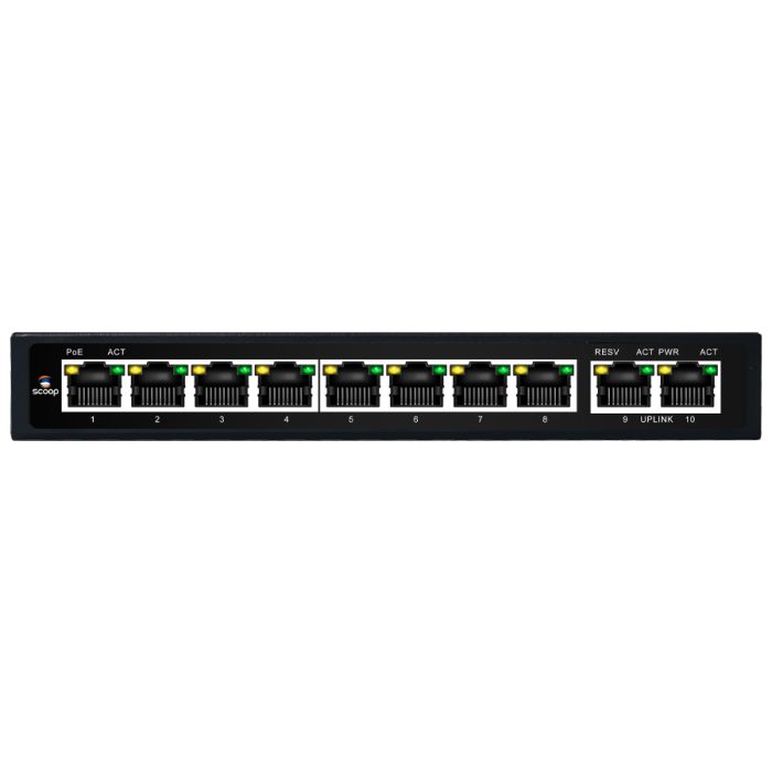 10 Port Fast Ethernet 8 AI PoE 96W Switch