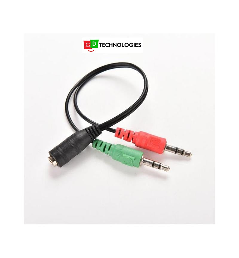 MICROWORLD AUDIO 3.5MM STEREO (F) TO HEADSET + MIC (M)