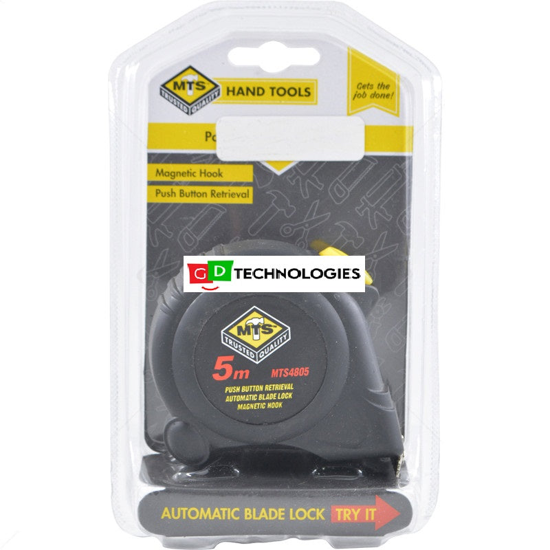 TAPE MEASURE - MTS SOFT GRIP 5M x 19MM AUTO LOCK