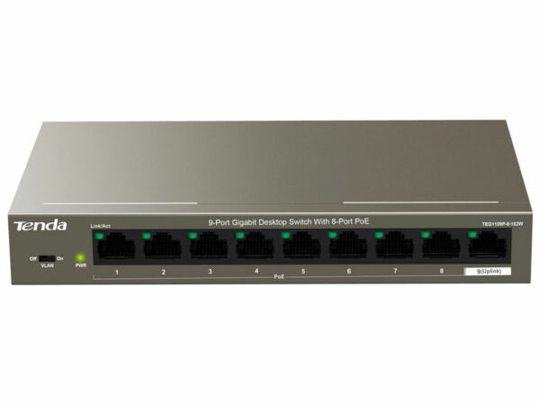 Tenda 9XGE Desktop Switch 8X802.3AF/AT PoE