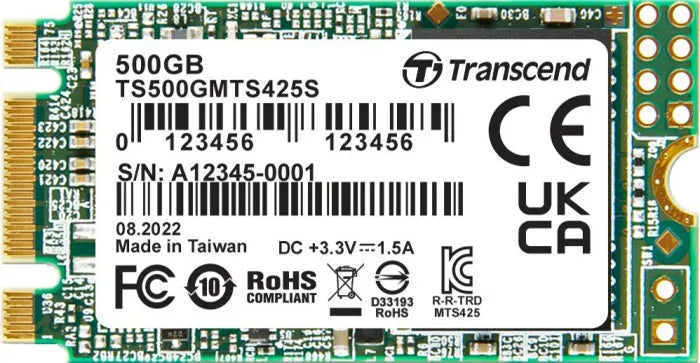 TRANSCEND 500GB MTS425S M.2 SATA 3 2242 SSD - CACHELESS TLC - image 3
