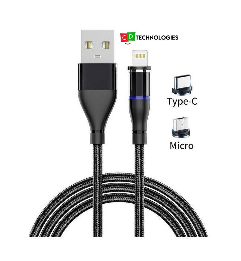 MAGNETIC CHARGING CABLE 3IN1 BLACK