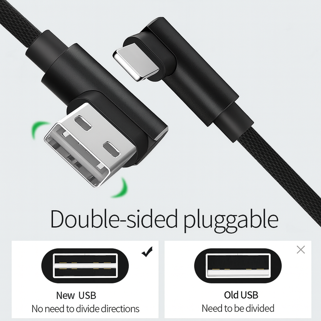 USB A (M) TO USB-C (F) 90 DEGREE