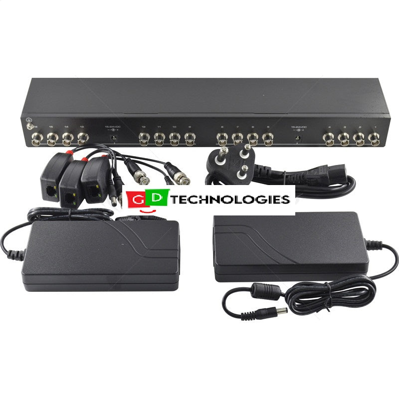 Balun 16 Channel 4 in 1 Analogue Video Power Transceiver Kit