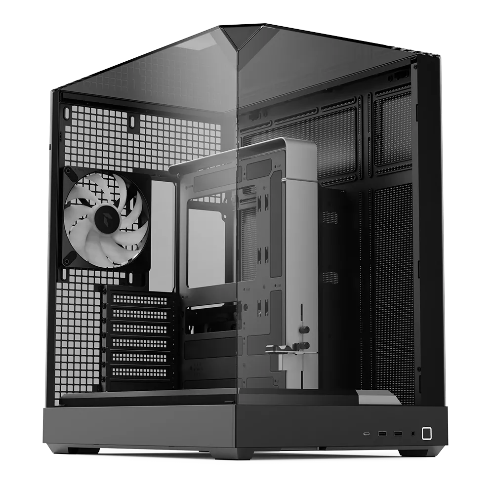 Aerocool APNX V2 Vision Black 3 glass panel case. X-Pand Flow design 4x ARGB Fan included - 360mm radiator  - (APCM-VI02143.11) - image 3