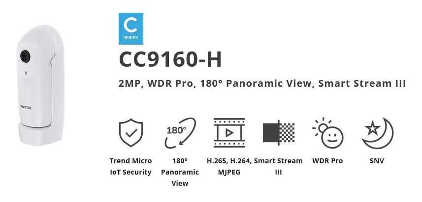 VIVOTEK Indoor 2MP 180 Degree; WDR PRO; Mic; IO