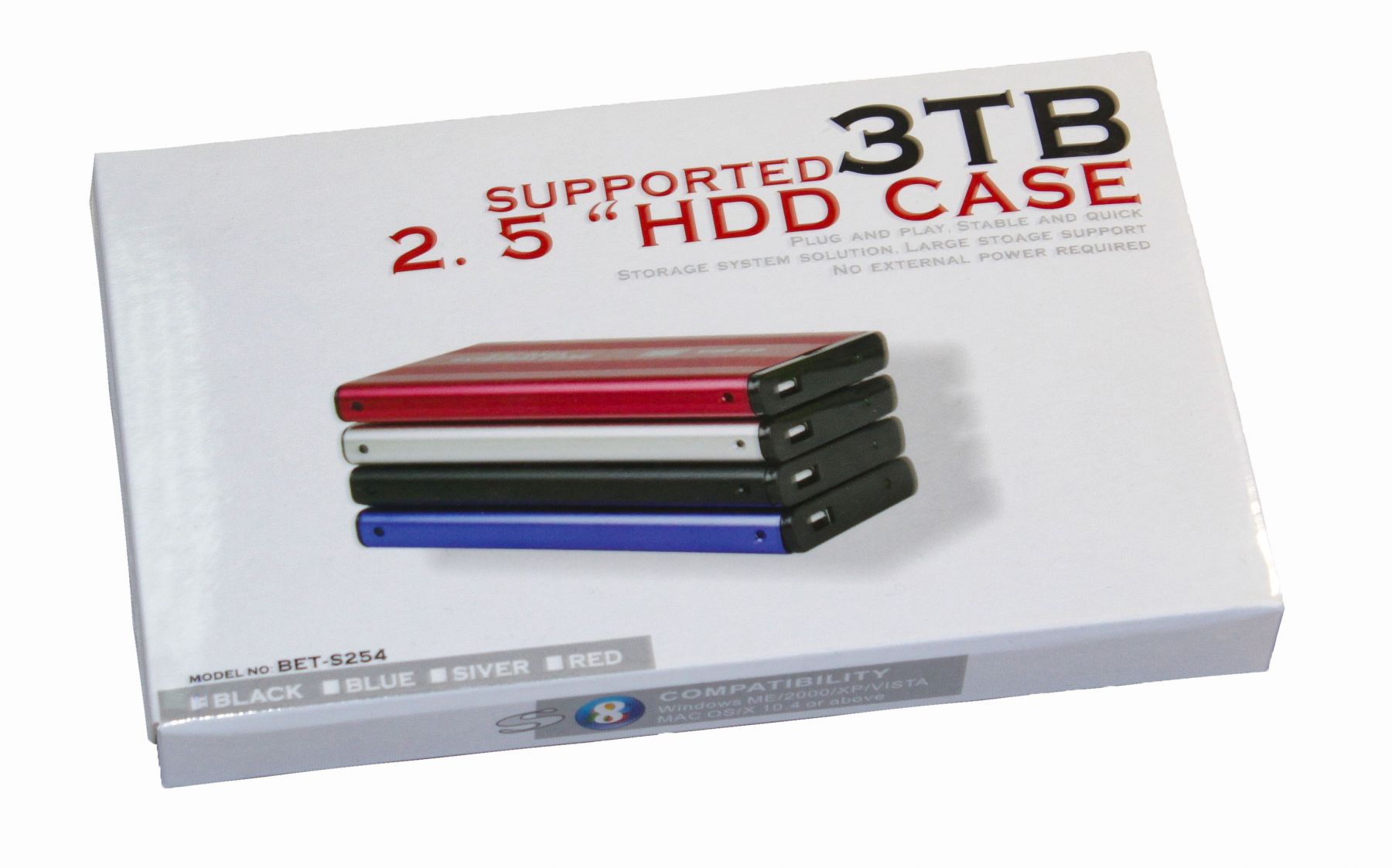 External hard drive case enclosure sata 2.5 hdd 3tb bet-s254