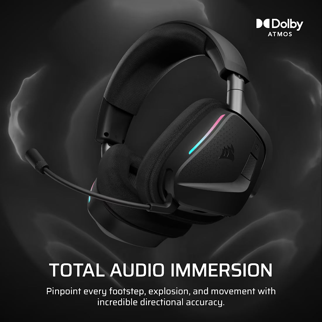Corsair VOID v2 MAX WIRELESS Gaming Headset; Simultaneous 2.4GHz and Bluetooth; Dobly Atmos; PC/Playstation/Mobile; Carbon. - image 3