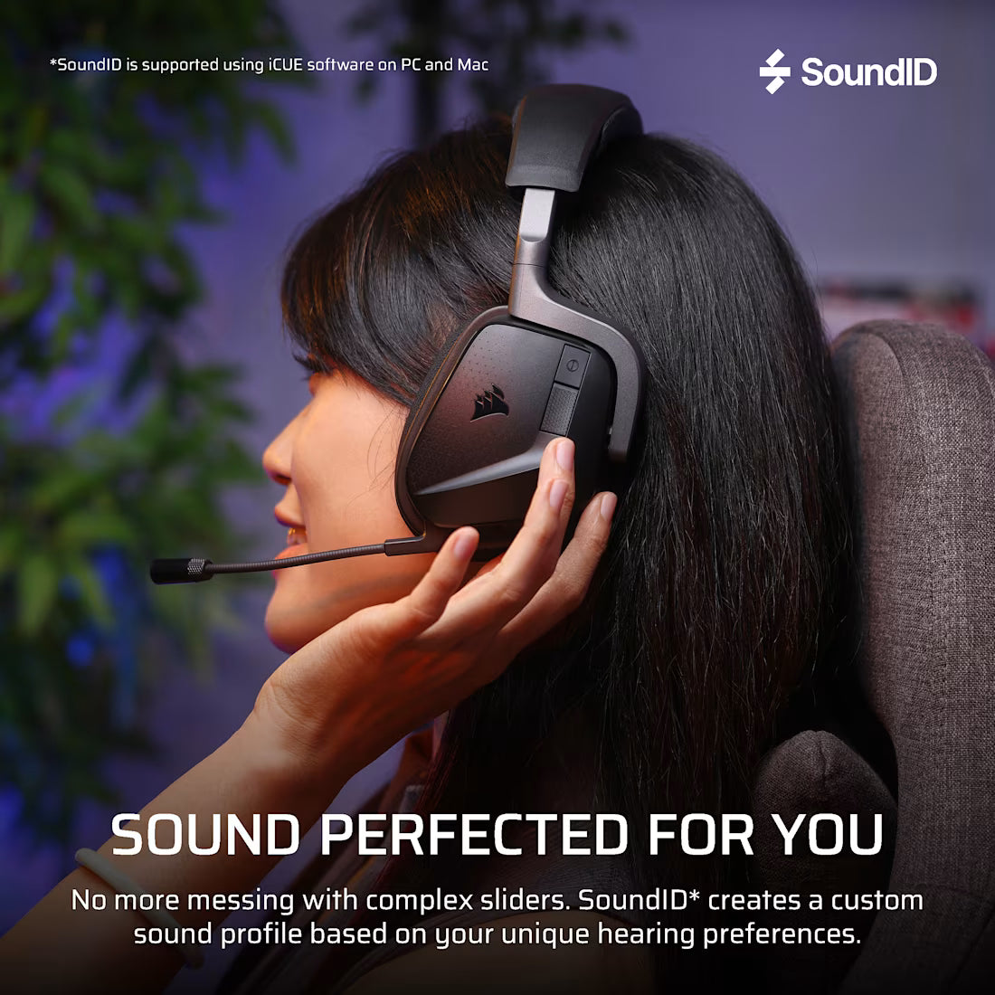 Corsair VOID v2 MAX WIRELESS Gaming Headset; Simultaneous 2.4GHz and Bluetooth; Dobly Atmos; PC/Playstation/Mobile; Carbon. - image 5